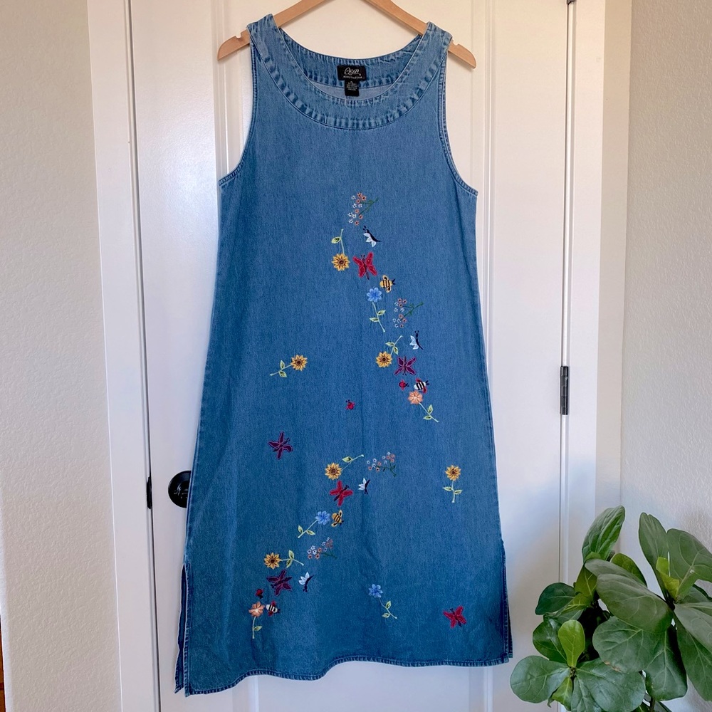 Agapo Vintage Denim Embroidered Dress, size PL